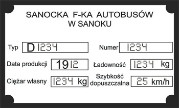 Tabliczka znamionowa SANOK AUTOSAN D34 z grawerem