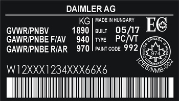 Naklejka tabliczka znamionowa Mercedes wzór III