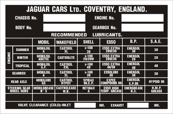Tabliczka znamionowa opisowa Jaguar wzór nr1