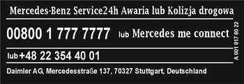 Naklejka tabliczka informacyjna Mercedes Service 24h