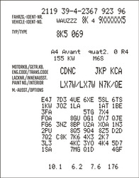 Naklejka tabliczka znamionowa do bagażnika Audi