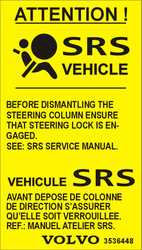 Tabliczka, naklejka znamionowa informacyjna SRS Vehicle Volvo