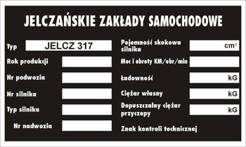Tabliczka znamionowa Jelcz 317