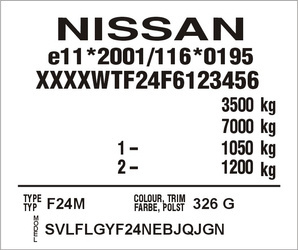 Naklejka tabliczka znamionowa Nissan wzór II