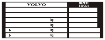 Tabliczka znamionowa do pojazdów Volvo