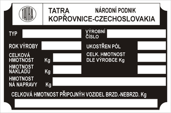 Tabliczka znamionowa TATRA 815