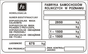 Tabliczka znamionowa Fabryka samochodów rolniczych w Poznaniu