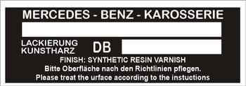 Tabliczka znamionowa Mercedes Benz nr lakieru