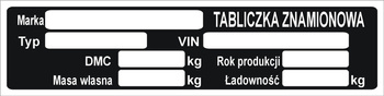 Tabliczka znamionowa do przyczep uniwersalna podłużna wzór 2