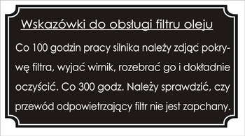 Tabliczka znamionowa do traktora URSUS - wskazówki obsługi filtra oleju