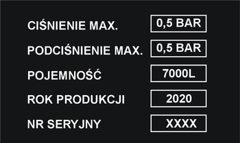 Tabliczka znamionowa na wóz asenizacyjny