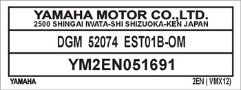 Tabliczka znamionowa, naklejka motor Yamaha wzór 1