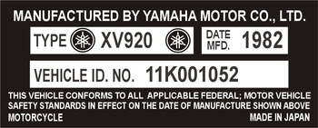 Tabliczka znamionowa, naklejka motor Yamaha wzór 3