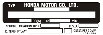 Tabliczka znamionowa Honda Motor wzór 1