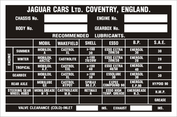 Tabliczka znamionowa opisowa Jaguar wzór nr2