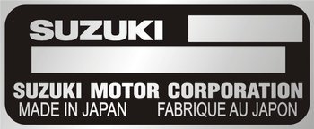 Tabliczka znamionowa do pojazdów marki Suzuki
