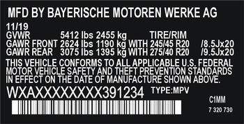 Naklejka tabliczka znamionowa BMW wzór II