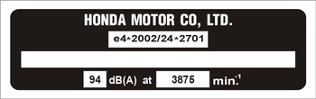 Tabliczka znamionowa Honda Motor wzór 5