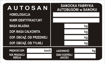Tabliczka znamionowa SANOK AUTOSAN D55
