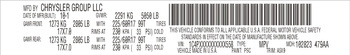 Naklejka znamionowa do samochodu Chrysler