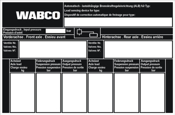 Tabliczka znamionowa do samochodów ciężarowych i przyczep WABCO