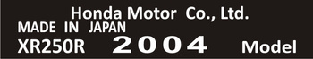 Naklejka znamionowa Honda Motor 2004