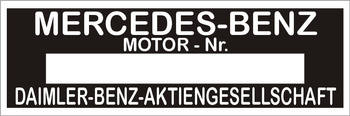 Tabliczka znamionowa Mercedes Benz W143 na silnik, motor