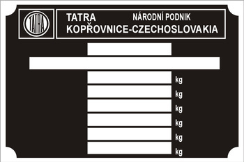 Tabliczka znamionowa Tatra wzór 1