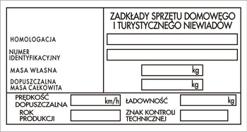 Tabliczka znamionowa, przyczepa Niewiadów bez loga wzór nr1