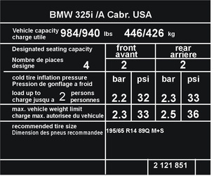 Naklejka znamionowa do samochodu BMW wzór VI