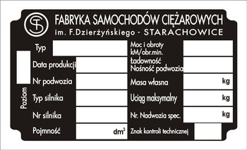 Tabliczka znamionowa Star FSC wzór nr1