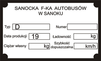 Tabliczka znamionowa SANOK AUTOSAN D34