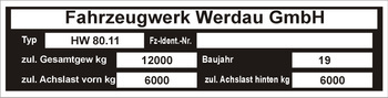 Tabliczka znamionowa IFA HW 80.11 przyczepa