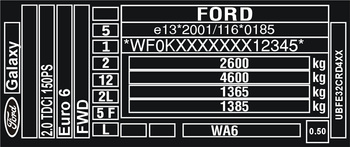 Naklejka tabliczka znamionowa Ford wzór I