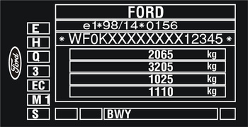 Naklejka tabliczka znamionowa Ford wzór III