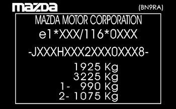 Naklejka tabliczka znamionowa Mazda
