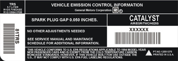 Tabliczka, naklejka znamionowa General Motors Corporation