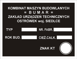 Tabliczka znamionowa Bumar Ostrówek