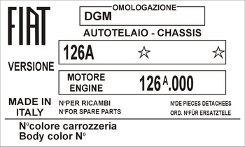 Tabliczka znamionowa FIAT 126 włoska