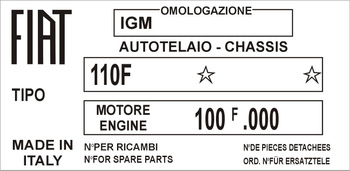 Tabliczka znamionowa Fiat 110