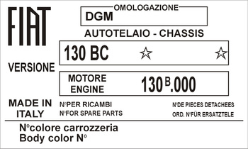 Tabliczka znamionowa Fiat 130
