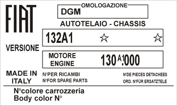 Tabliczka znamionowa Fiat 132 (132A1)