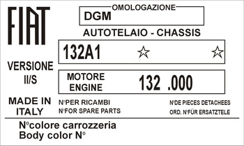 Tabliczka znamionowa Fiat 132