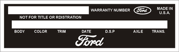 Tabliczka znamionowa Ford Mustang