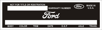 Tabliczka znamionowa Ford Mustang nr. 2