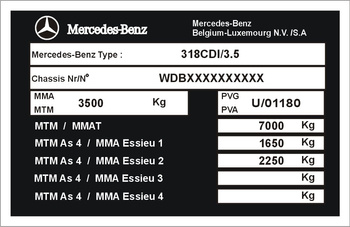 Tabliczka znamionowa Mercdes Benz Belgium
