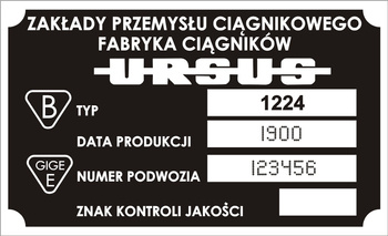 Tabliczka znamionowa URSUS C1224 wzór II z grawerem