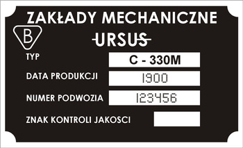 Tabliczka znamionowa URSUS C330M z grawerem