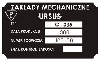 Tabliczka znamionowa URSUS C335 z grawerem