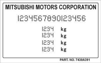 Tabliczka znamionowa do pojazdów Mitsubishi Motors Corporation z grawerem